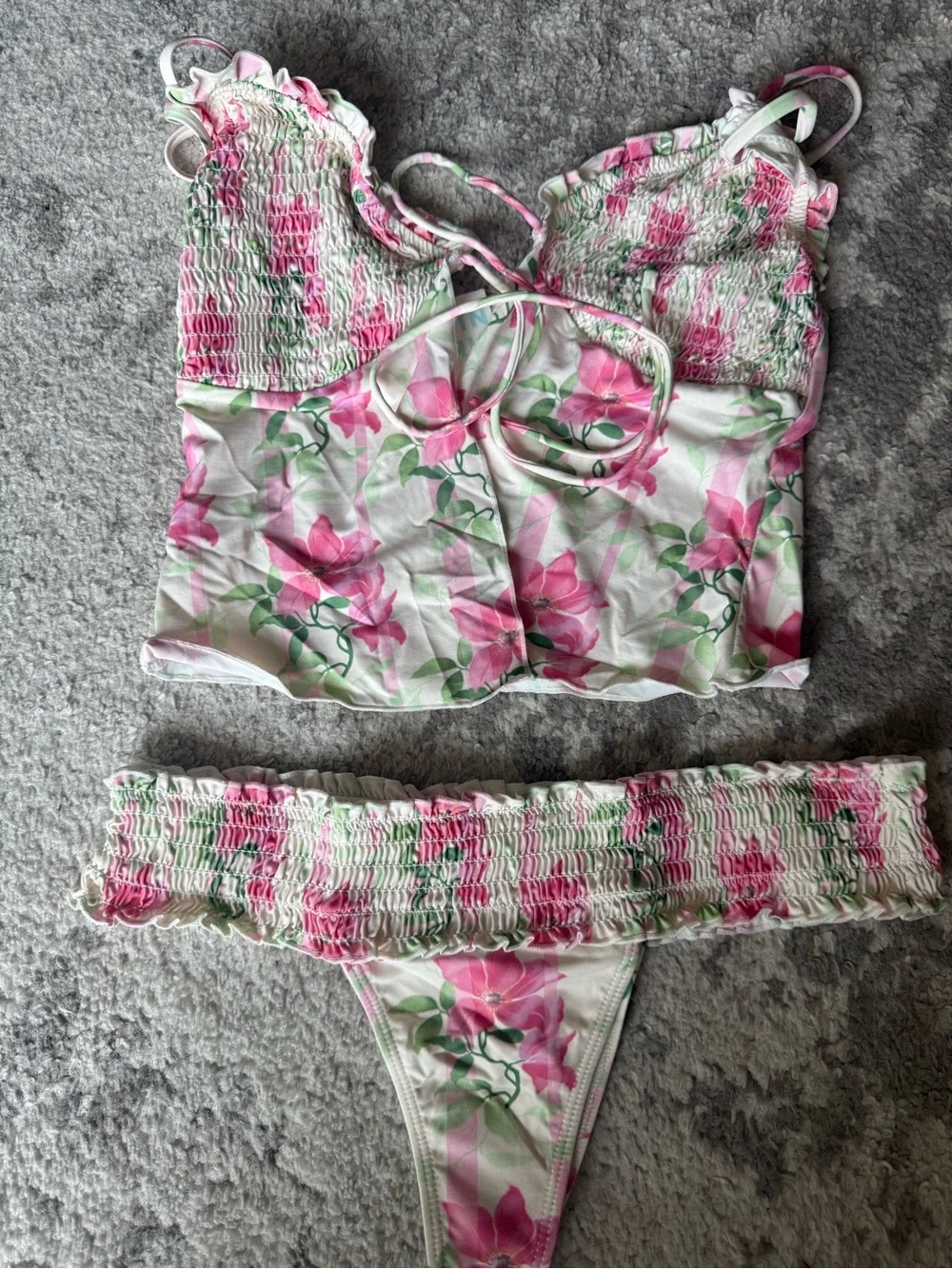 Floral Tie-Front Bralette & Bikini Set - Pink Floral
